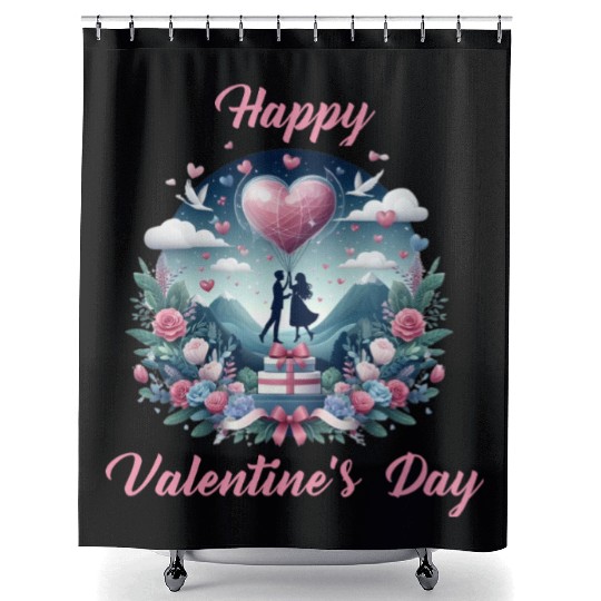Happy Valentine's day Shower Curtains