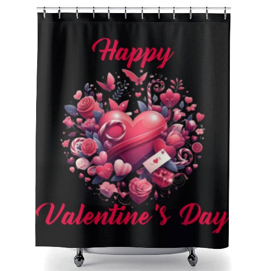 Happy Valentine's day Shower Curtains