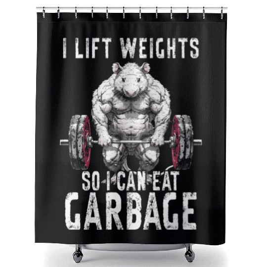 Opossum Workout Weightlifting Gym Gift Shower Curtains