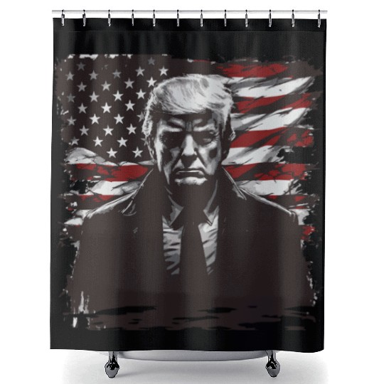 Patriotic donald Trump–Bold & Gritty American Art Shower Curtains