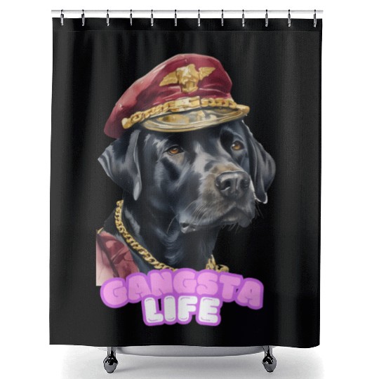 Gangsta Life Back Labrador 2 Shower Curtains