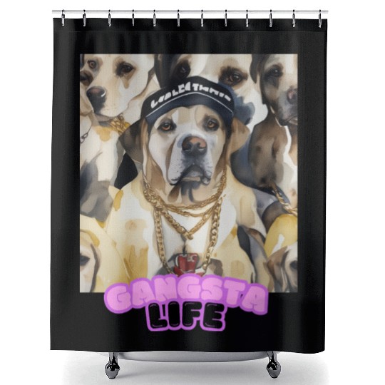 Gangsta Life Labrador 4 Shower Curtains