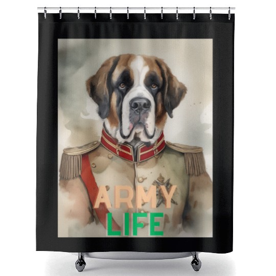 Army Life Saint Bernard Shower Curtains