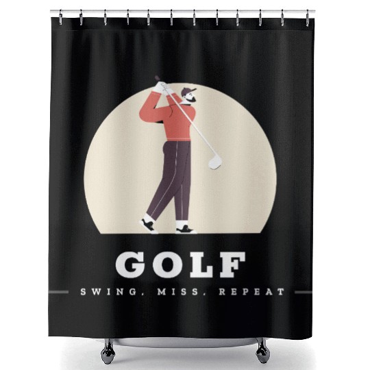 Swing, Miss, Repeat, Amateur Golf Shower Curtains