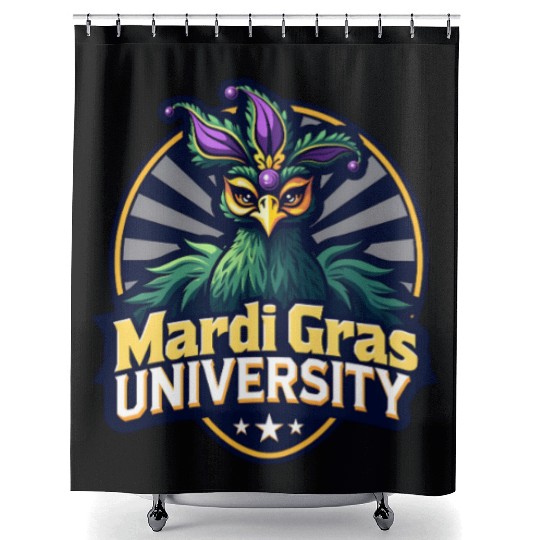 Mardi Gras University Peacock Women's Mardi Gramas Shower Curtains