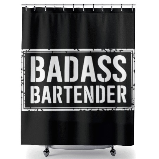 Funny Gift for Bartender - Badass Bartender Shower Curtains