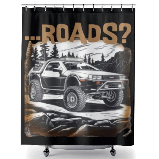 Off-road Delorean Shower Curtains