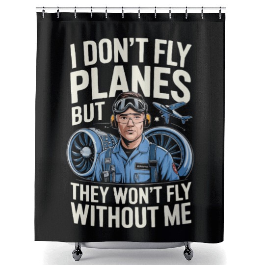 Aircraft Technician Avionics Maintenance Airport Shower Curtains