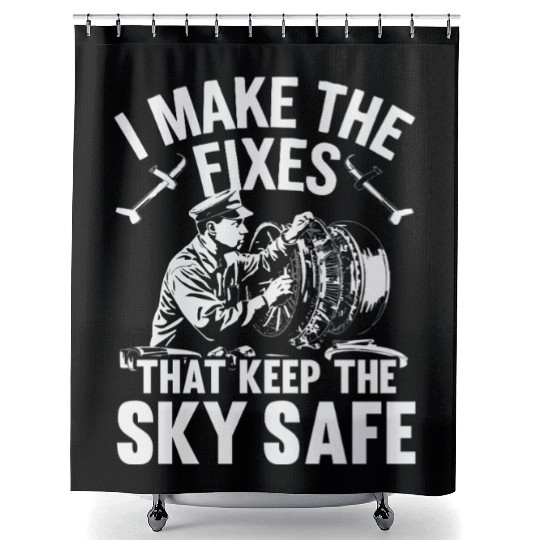 Aircraft Technician Avionics Maintenance Airport Shower Curtains