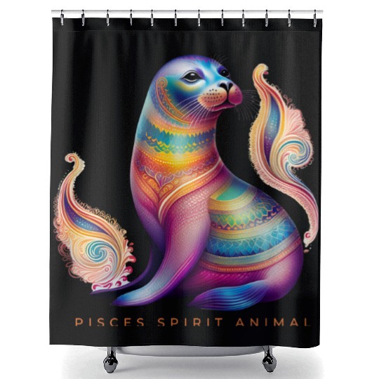 Pisces Spirit Animal Seal Alebrije Female Shower Curtains