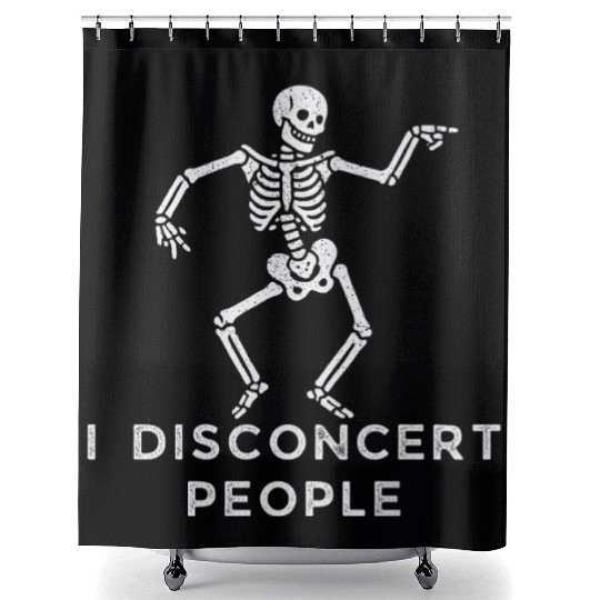 "I Disconcert People" Dancing Skeleton (Light) Shower Curtains
