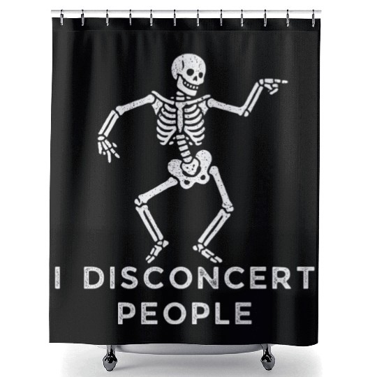 "I Disconcert People" Dancing Skeleton (Light) Shower Curtains