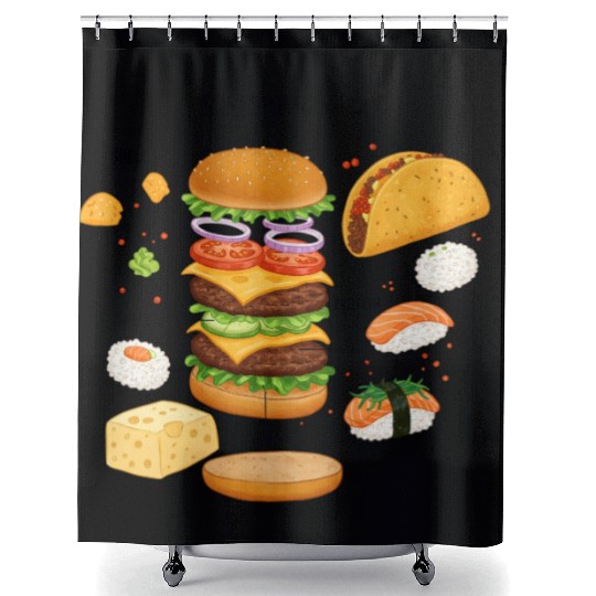 Anatomy of a Taco Deconstructed Delight Shower Curtains