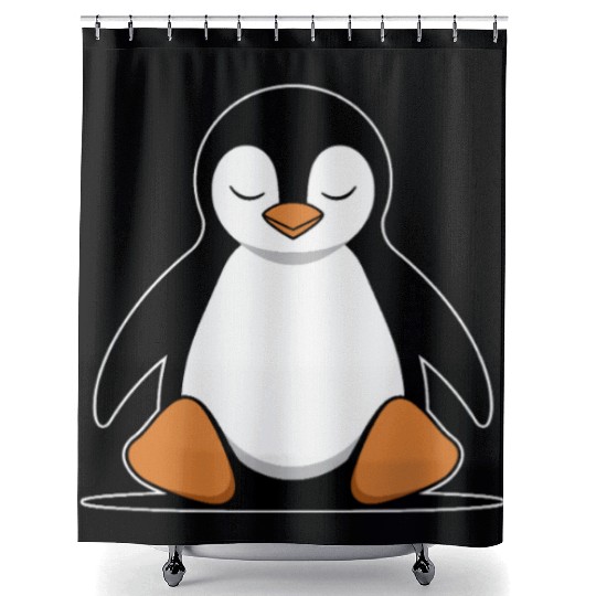 Chill Vibes Penguin Meditating Calmly Shower Curtains
