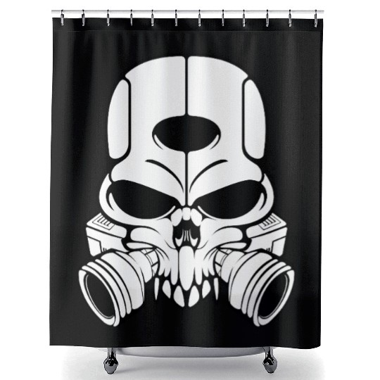 Mechanical Skull Art – Bold Cyberpunk Graphic 2 Shower Curtains