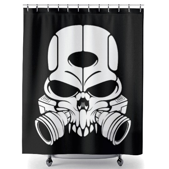 Mechanical Skull Art – Bold Cyberpunk Graphic 2 Shower Curtains