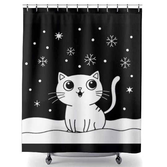 Black and white illustration cute Shower Curtains