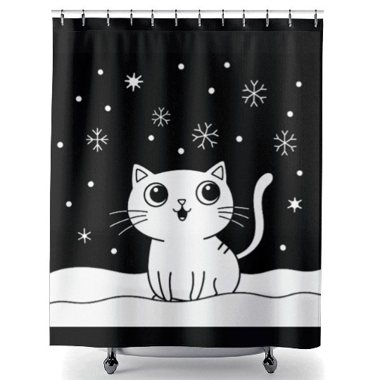 Black and white illustration cute Shower Curtains