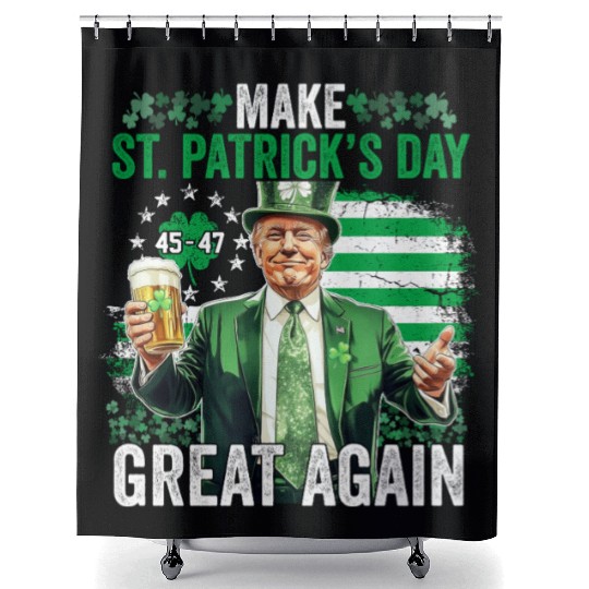 Make St Patricks Day Great Again Funny Trump Shower Curtains