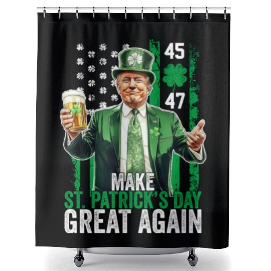 Make St Patricks Day Great Again Funny Trump Shower Curtains