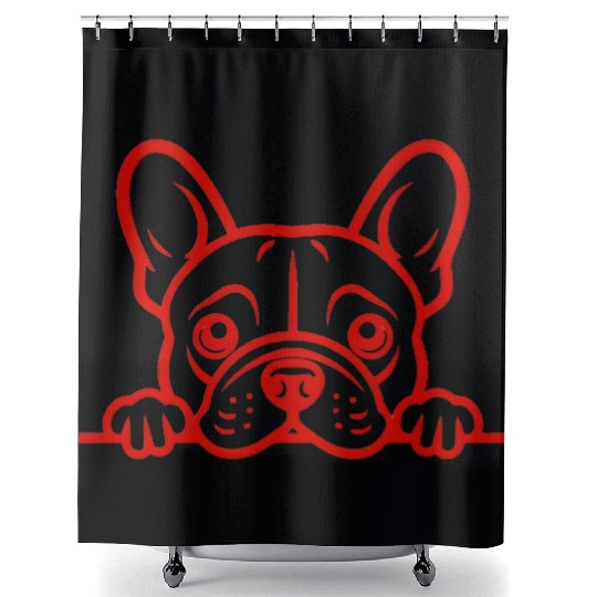 French Bulldog Frenchie Sweet Face Red Shower Curtains