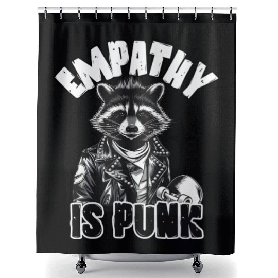 Empathy is PUNK Raccoon Shower Curtains