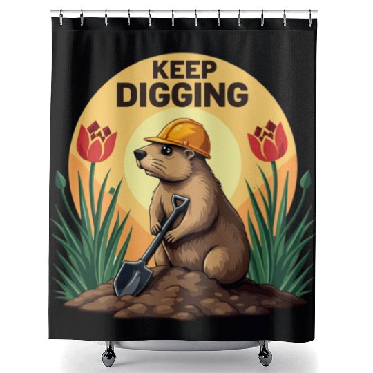 Industrious Groundhog Gardener Shower Curtains