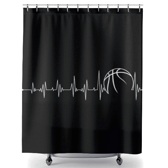Heartbeat basketball Shower Curtains