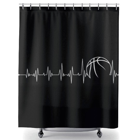 Heartbeat basketball Shower Curtains