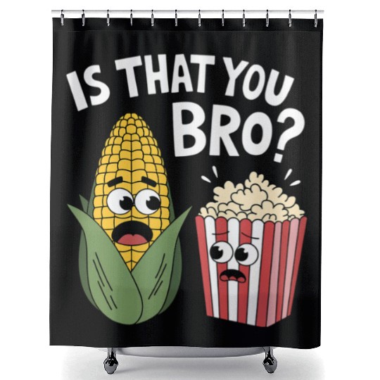 Funny Corn and Popcorn Cartoon Meme Design Shower Curtains