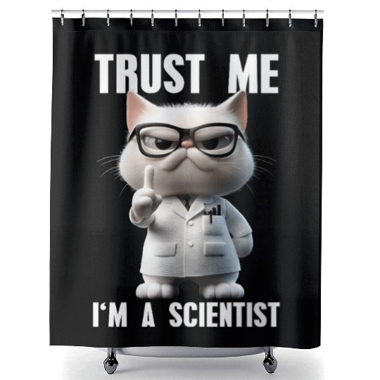 Trust Me I'm A Scientist Science Cat Meme Shower Curtains
