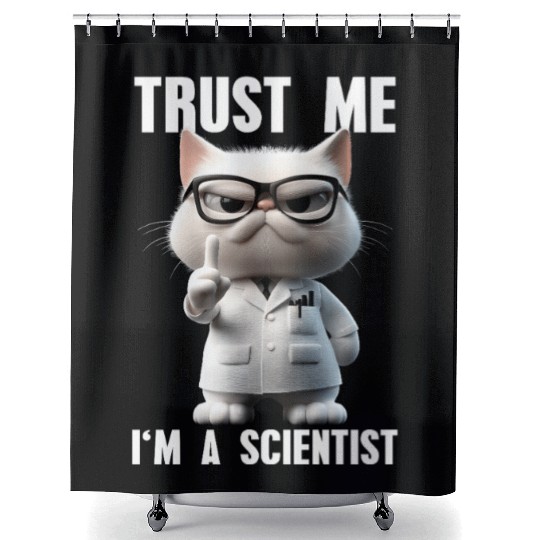 Trust Me I'm A Scientist Science Cat Meme Shower Curtains