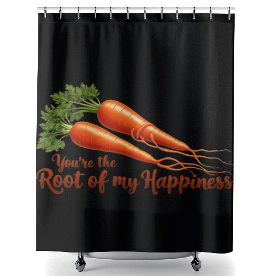 Root of My Happiness – Cute Carrot Pun Shower Curtains