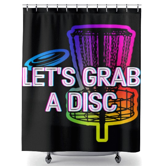 Lets Grab a Disc Sports Disc Golf Games Golfer Shower Curtains