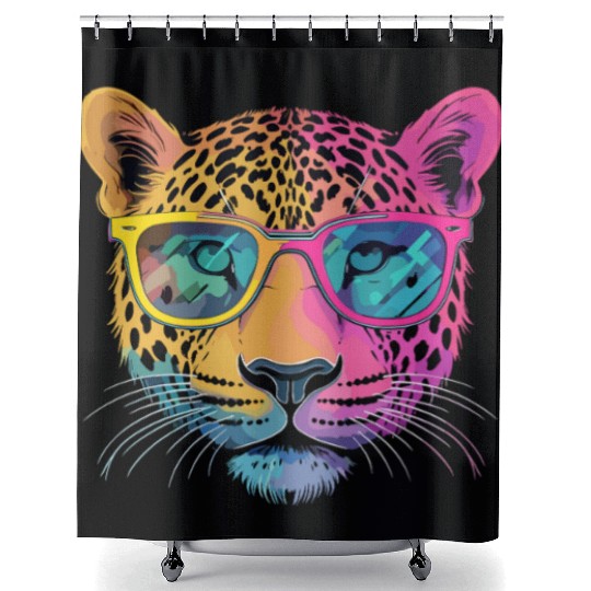 Cheetah Wearing Sunglasses Hipster Style Shower Curtains