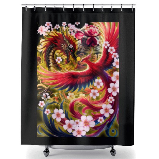Chinese Dragon and Phoenix Shower Curtains