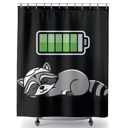 Racoon Sleeping Recharging Night Bedtime Shower Curtains