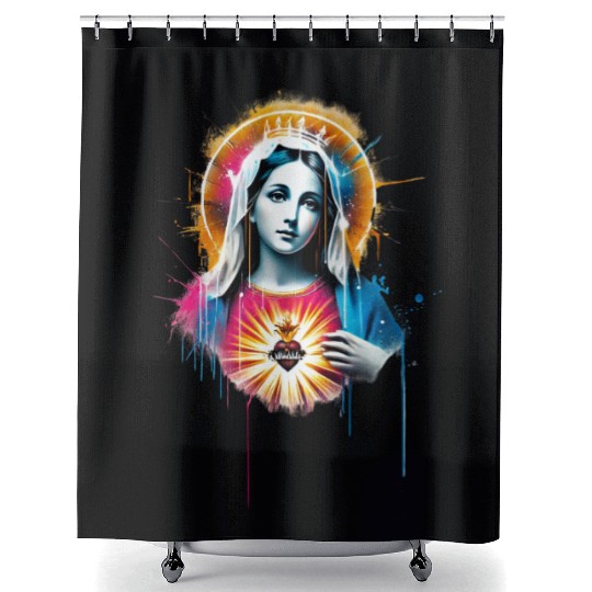 Our Lady Street Art Style Shower Curtains