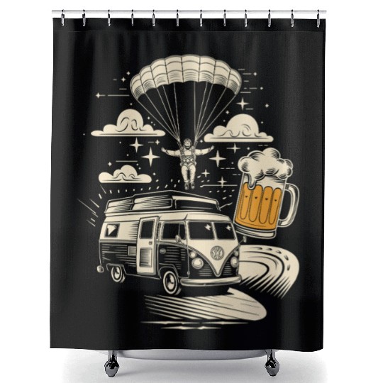 Skydive & Road Trip | Adventure & Freedom Shower Curtains