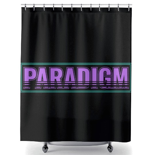 Neon Retro Paradigm Text Design Shower Curtains