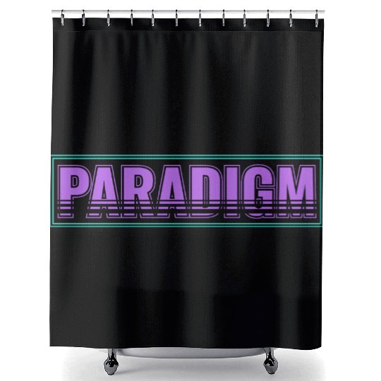 Neon Retro Paradigm Text Design Shower Curtains