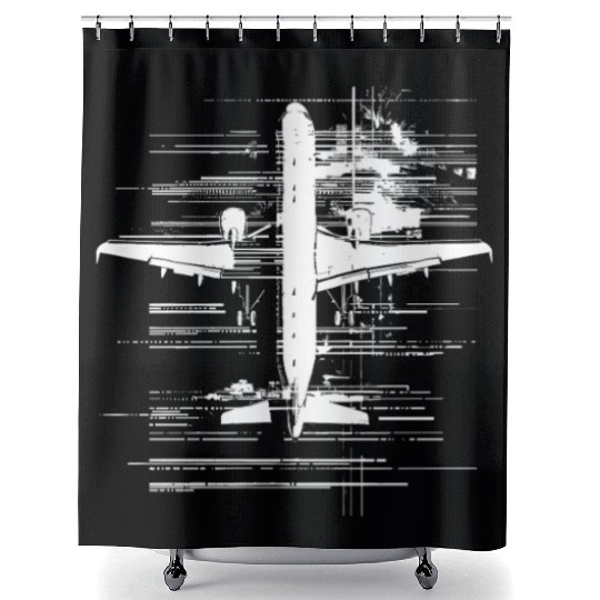 Aircraft Drawing Shower Curtains