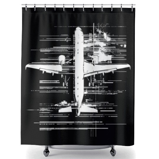 Aircraft Drawing Shower Curtains