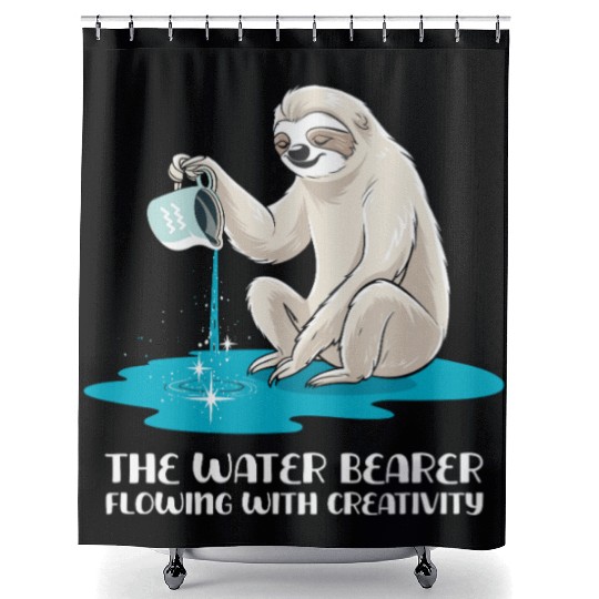 Aquarius Zodiac Sloth: The Water Bearer Flowing Shower Curtains
