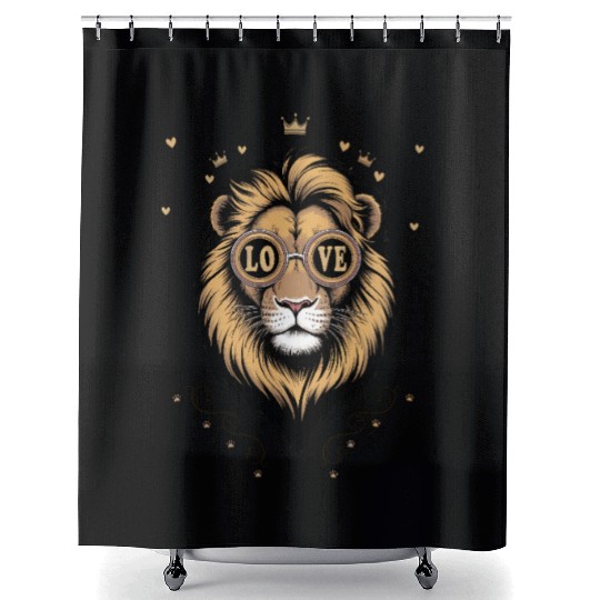 Royal Lion Love Art | Majestic Valentine Design Shower Curtains