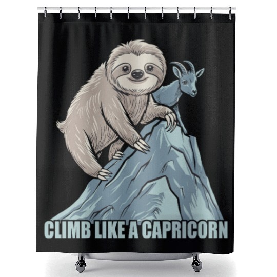 Climb Like A Capricorn Zodiac Sloth Adventure Shower Curtains
