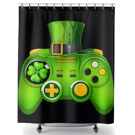 Video Game Controller Irish Gamer St Patricks Day Shower Curtains