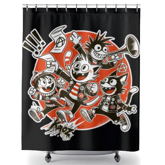 Parody Cartoon Anarchist Punk Kids Band Shower Curtains