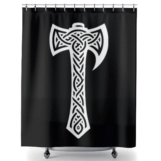 Axe In Celtic Knot Tattoo Style Shower Curtains