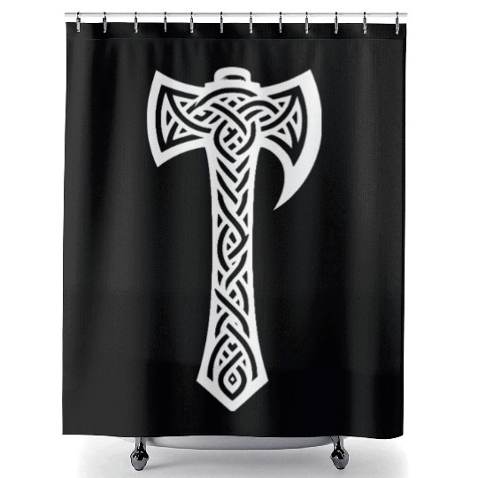 Axe In Celtic Knot Tattoo Style Shower Curtains